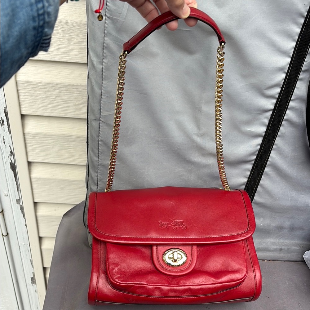 Coach Ladies Red Leather Shoulder Ranger Bag-Wow! - Picture 9 of 9